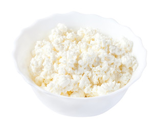 Cottage cheese on a white plate