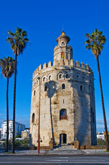 Fototapeta na wymiar Torre del Oro, in Seville, Spain