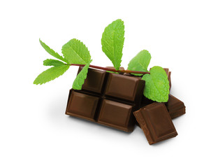 Chocolat et feuilles de menthe