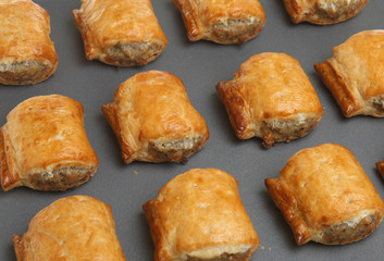 Sausage Rolls on Baking Tray