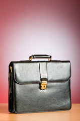 Leather case on the table against background