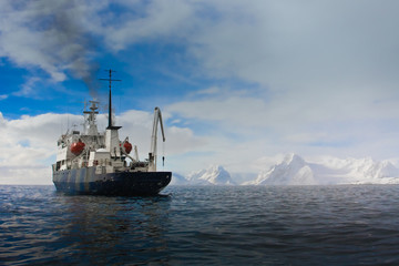 Big ship in Antarctica