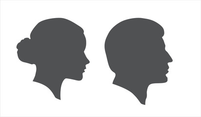 Профиль мужской и женской головы (Вектор)