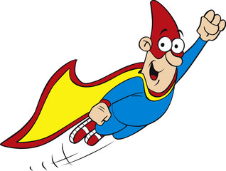 Vector illustration of cartoon geek hero character