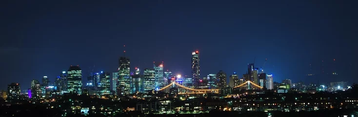Foto op Plexiglas Australië Brisbane City, Australia at Night With Storey Bridge