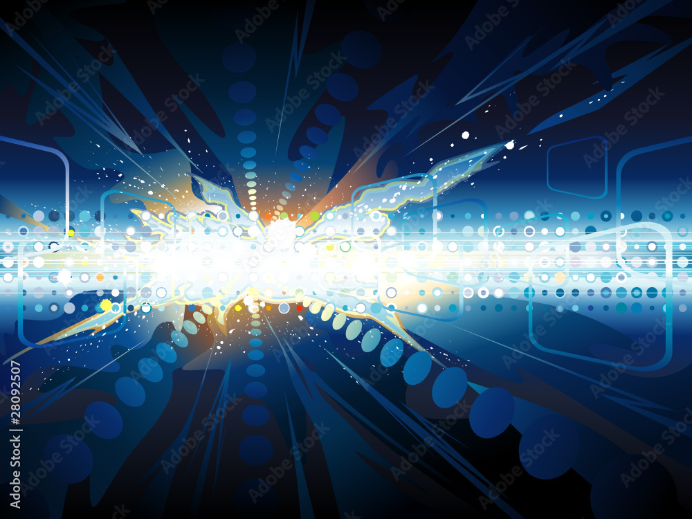 Poster explosion of technology abstract background.
