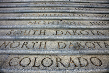 State Names in front of capitol in Baton Rouge