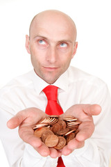 Smiling businessman with money