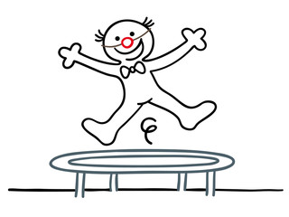 figur clown auf trampolin