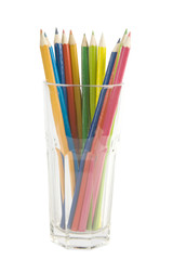 Colored pencils in glass