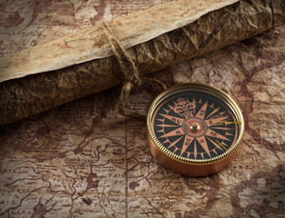 old compass on grunge background