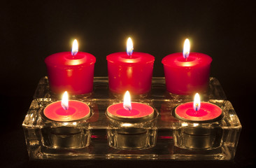 Six Red Tea Candles