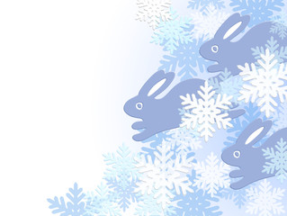 Obraz premium うさぎ群れ雪