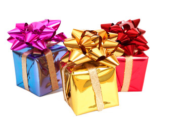 Three gift boxes with a bows