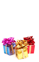 Three gift boxes with bows