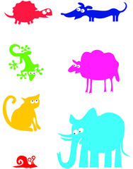 Colored Animal Silhouettes