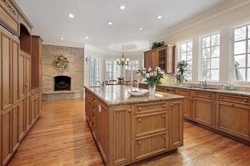 Luxury kitchen with fireplace
