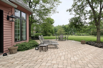 Brick patio with furniture