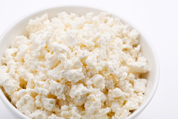 Bowl with fresh cottage cheese.