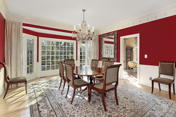 Dining room with red walls
