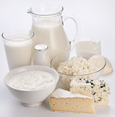 Obraz na płótnie Canvas Zdjęcia produktów mlecznych.