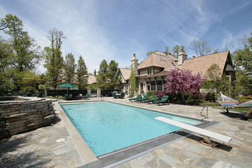 Swimming pool and stone deck