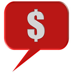 Sprechblase rot DOLLAR-ZEICHEN