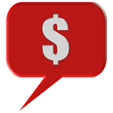 Sprechblase rot DOLLAR-ZEICHEN