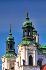Fototapeta na wymiar Detail of Baroque St. Nicholas' Cathedral in Prague