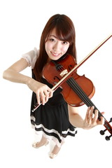 young woman plays Violin