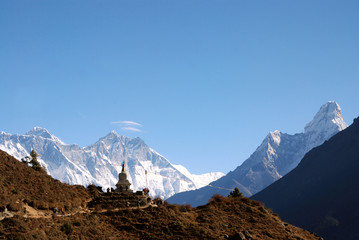 Everest, Lhotse, Ama Damlam, nepal - obrazy, fototapety, plakaty
