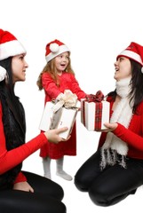 Christmas group portrait of three young  girls