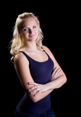 young blond girl in casual cloth