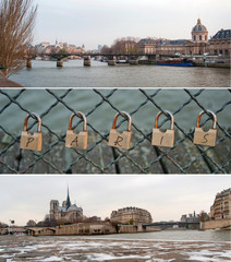 Triptyque Parisien-Ponts des arts-Cadenas d'amour-Notre Dame