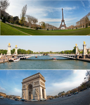 Triptyque Parisien-Tour Eiffel-Pont Alexandre 3-Champ Elys&eacute;es