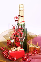 Christmas and New Year's setting-champagne and glasses