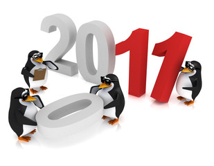 3d  Penguins New Years Eve party