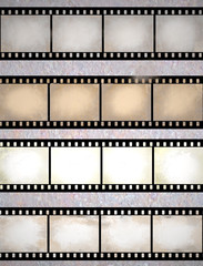 vintage scratched film strips