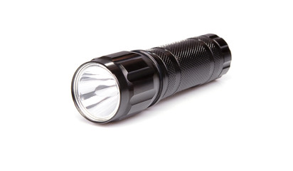 black flashlight isolated on white