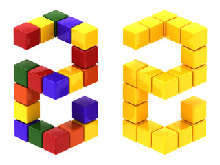 Fototapeta na wymiar cube toy font color