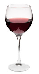 Glass of red wine on a white background and with soft shadow.