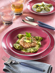 riz rouge et boulettes de viande au fenouil