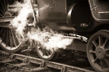 sepia toned vintage steam train