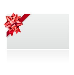 Blank white card with red bow