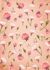 Fototapeta na wymiar pink paper background with flowers