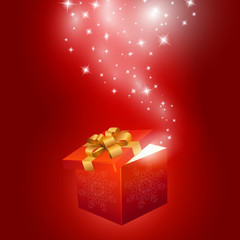 Red gift box abstract background