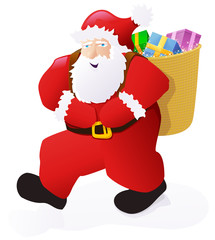 Le père Noël et sa hotte, sur fond blanc