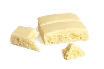 White porous chocolate pieces
