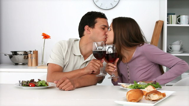 Couple have romantic dinner