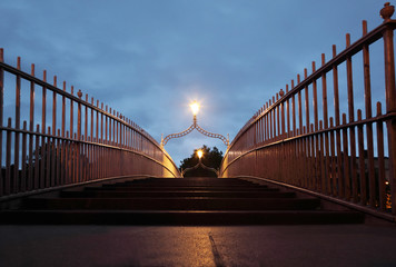 pedestrian bridge at night